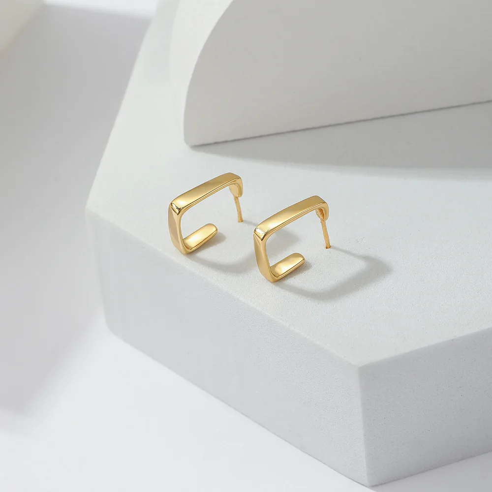 

Europe and the United States Creative Metal Geometric Square Stud Earrings Trendy for Women Girls Accessories Jewellry