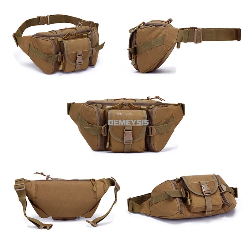 Men's Hunting Waist Packs Durable Nylon Army Tactical Training Waist Bags Military Combat Hiking Climbing Camouflage Waist Bag