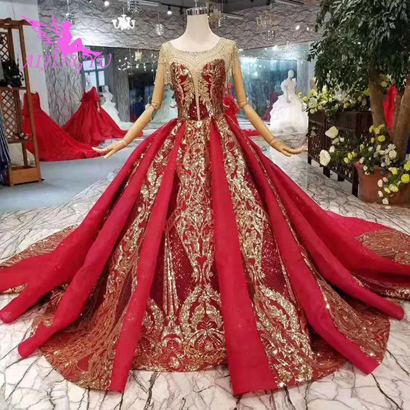 

AIJINGYU Wedding dress Boho Spain Collection Buy Bridal Long Tail Islamic Poland Gown