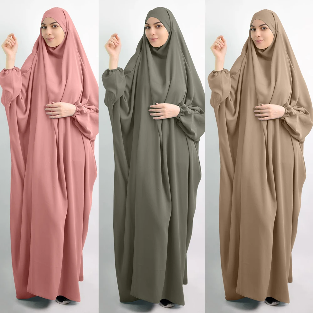 Jilbab Abaya Long Khimar Full Cover Ramadan Gown Abayas Islamic Clothes Niqab Eid Hooded Muslim Women Hijab Dress Prayer Garment