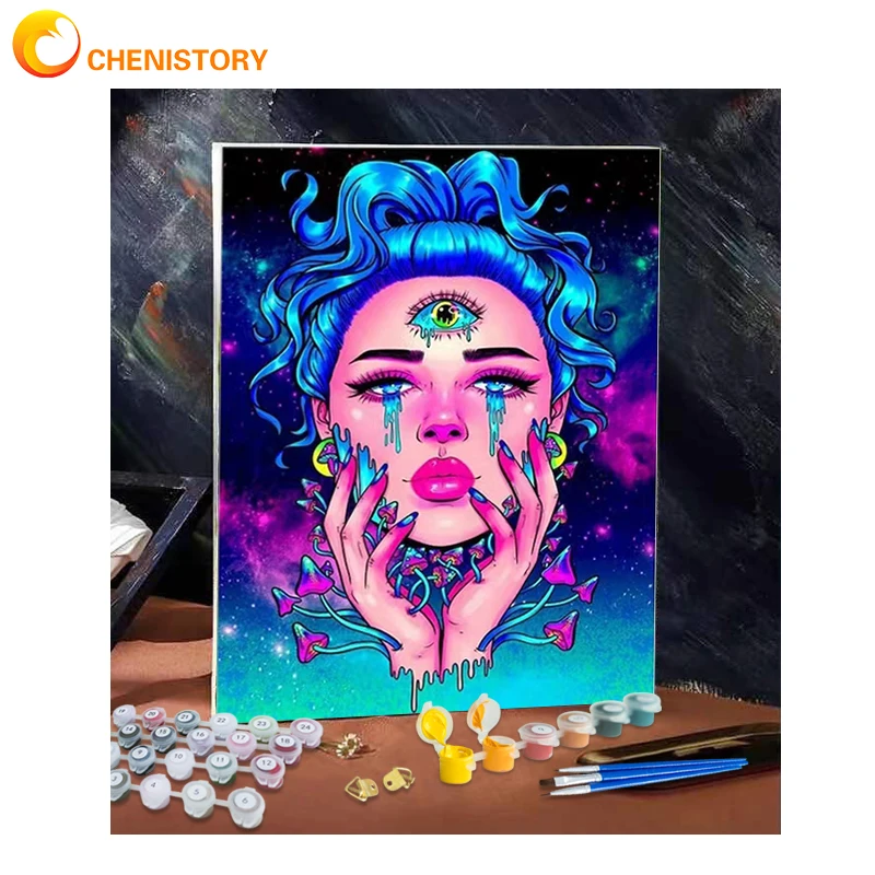 

CHENISTORY Painting By Number Girl Drawing On Canvas HandPainted Wall Art DIY Pictures By Number Figure Home Decoration Gift Kit