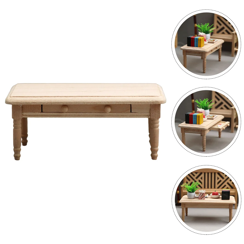 

Простой кофейный столик без рисунка Маленькая деревянная модель чайного столика без рисунка Неокрашенный украшение для чайного столика