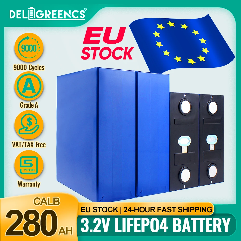 Аккумуляторная батарея CALB 280AH LiFePO4, оригинальная призматическая ячейка класса A 3,2 В 300AH для самостоятельного хранения солнечных батарей, лодок на колесах, в наличии в ЕС