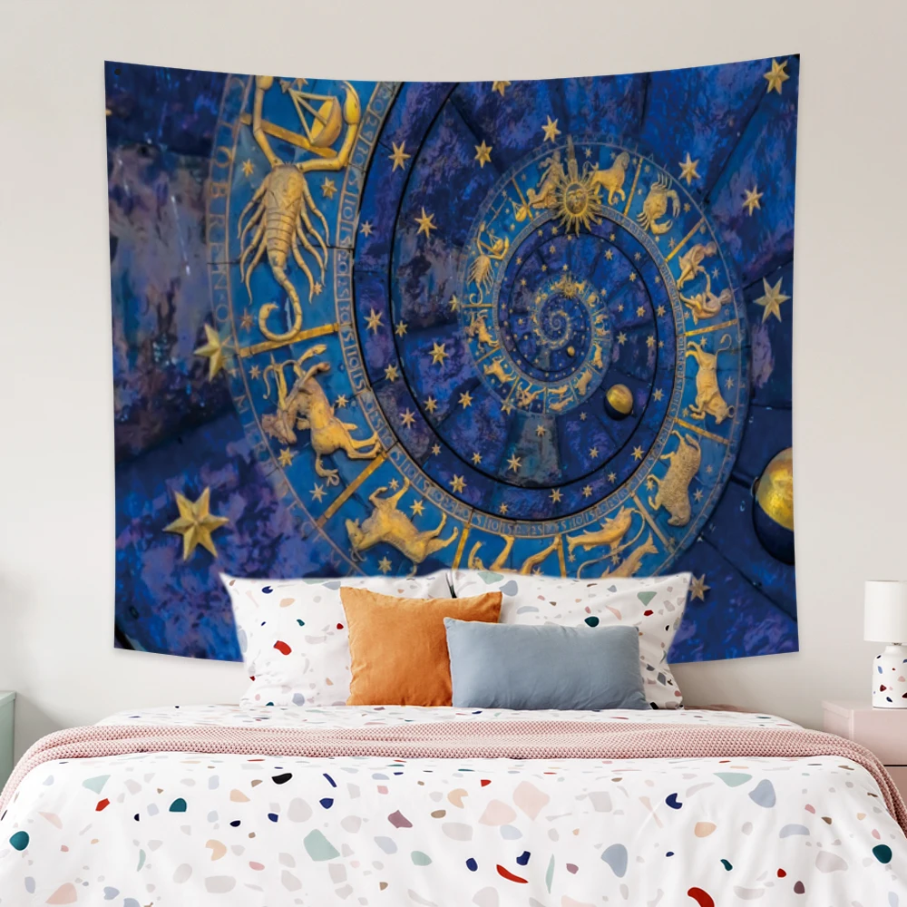 

Tarot Witchcraft Wall Tapestry Mandala Psychedelic Wizard Print 100% Microfiber Fabric Corridor Bedroom Living Room Wall Decor