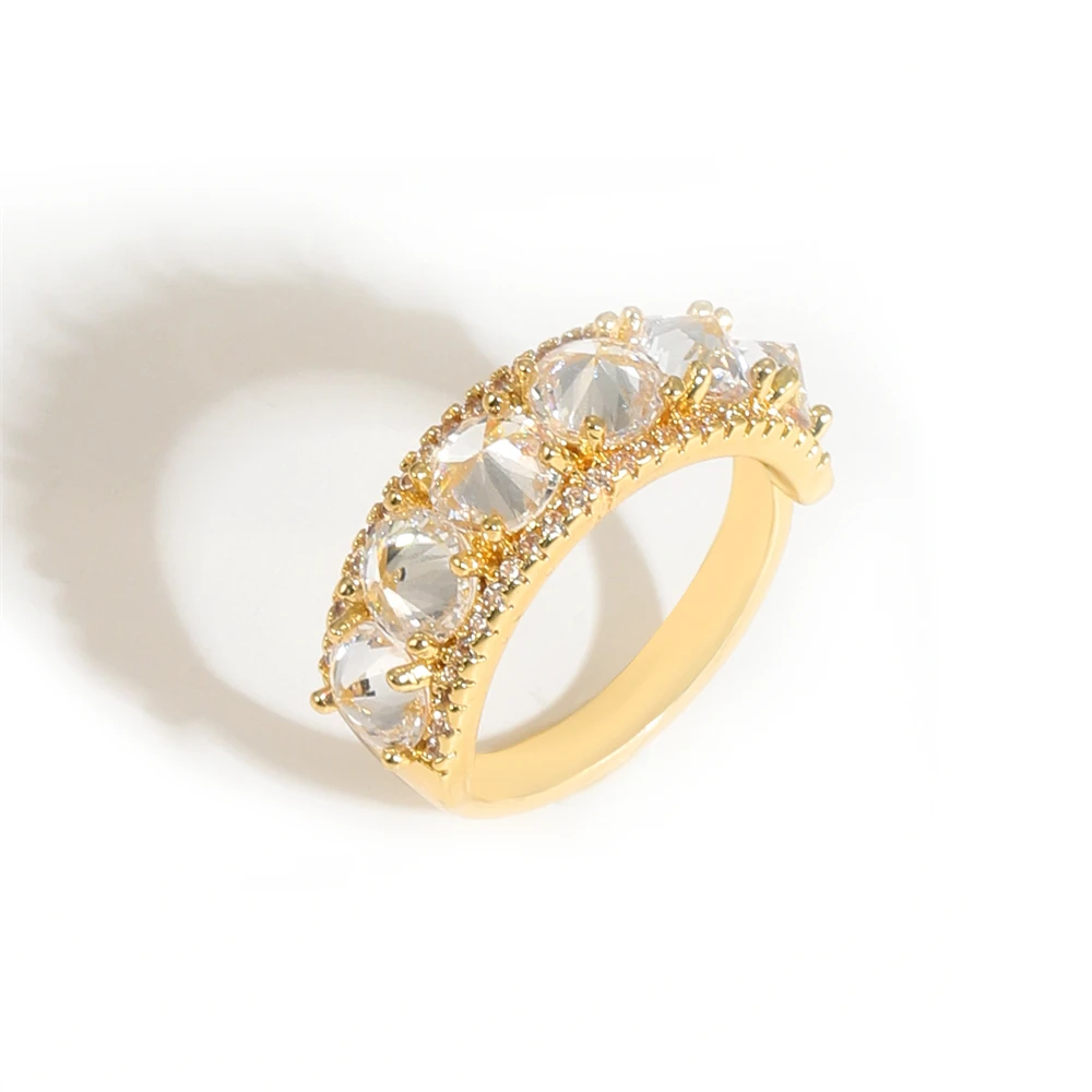 

Coconal Classic Women Spike Polished Crystal 2.5CT Zircon Opening Ring For Female Anniversary Jewelry Gift Accessories