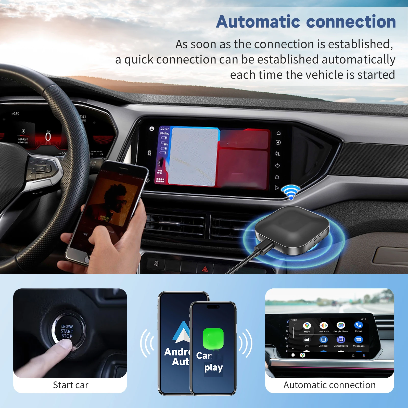 Адаптер для беспроводного Carplay-адаптера Android 11 и iOS10 выше