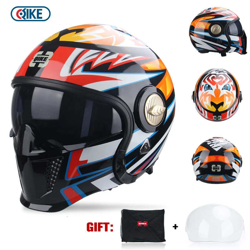 Men Women Fashion Full Face Motorcycle Helmet Vintage ABS High Quality Combination Helmets Motocross Racing Scorpion Jet Casco