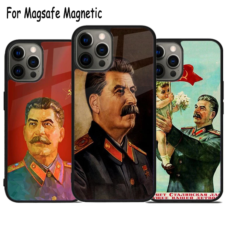 Чехол Magsafe для телефона СССР Сталин с беспроводной зарядкой iPhone 15 16 14 13 11 12 Pro Max Plus