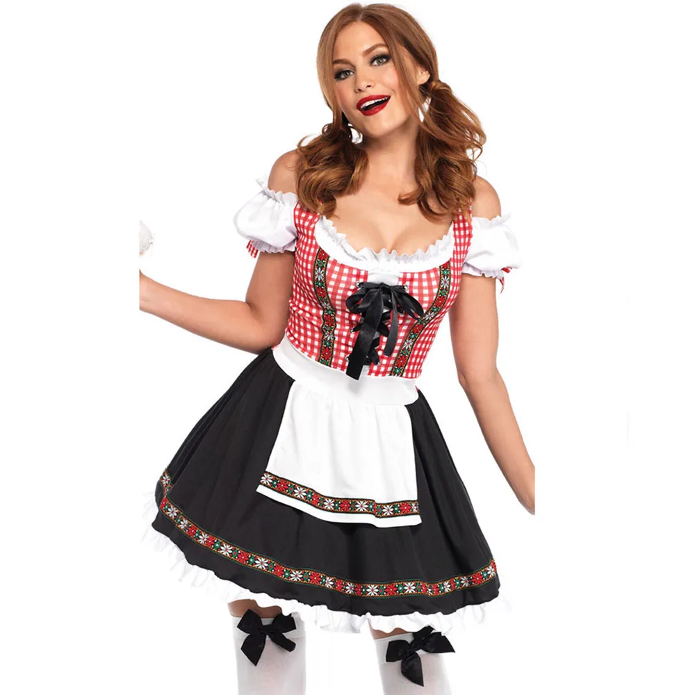 Women's Traditional Oktoberfest Costumes Bavarian Dirndl Dress Beer Girl cosplay Carnival Halloween Fancy Party Dress