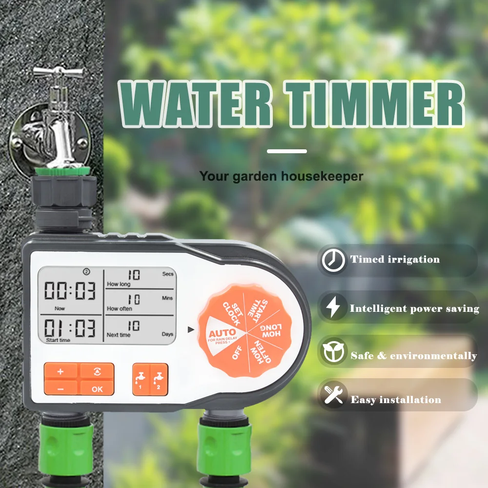 Dual-channel Irrigation Watering Timer Controller Automatic Drip Irrigation System Controller Outdoor watering Equipment