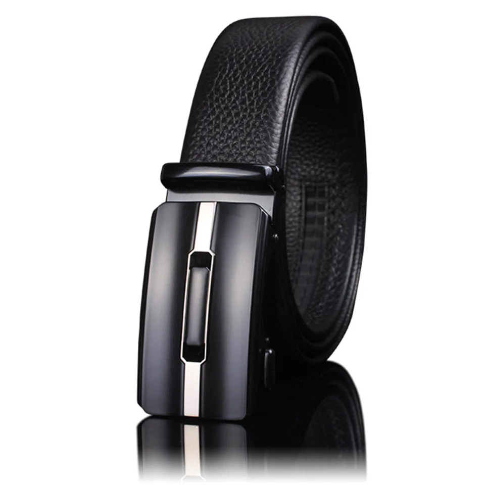 

New Trend Top Layer Cowhide Men's Belt Business Casual Automatic Buckle Leather Lychee Pattern Youth Travel Work Pants Belt 2270