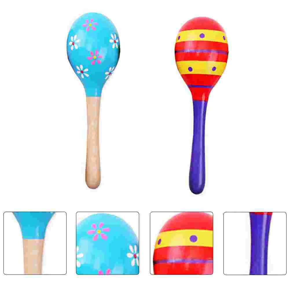 

2 Pcs Children's Wooden Maraca Puzzle Toys Creative Educational Hammer Kids Grip Training Sand Hammers Interesting Teaching Aid