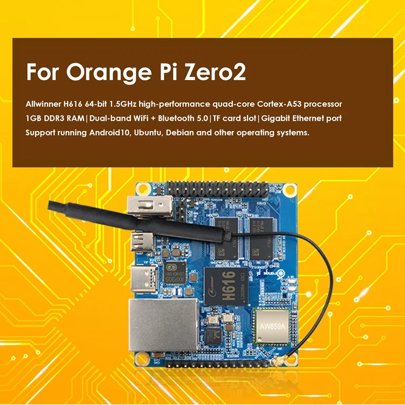 Для Orange Pi Zero 2 макетная плата Allwinner H616 четырехъядерная Cortex-A53 расширяющаяся