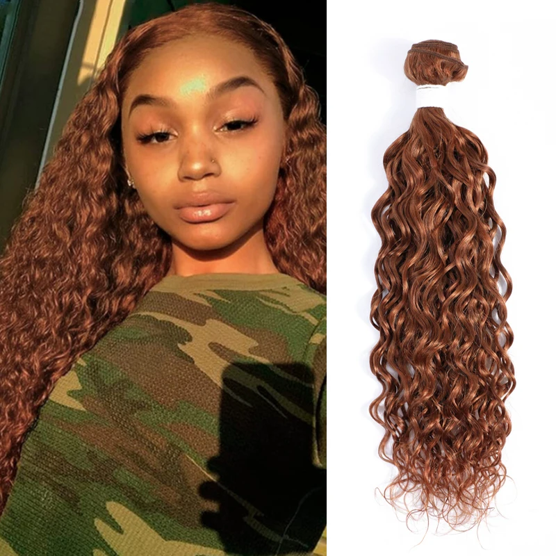 

Волнистые человеческие волосы в пучках, 100% бразильские человеческие волосы, 1 шт., светлые, коричневые, красные волосы для наращивания, 8-26 дю...