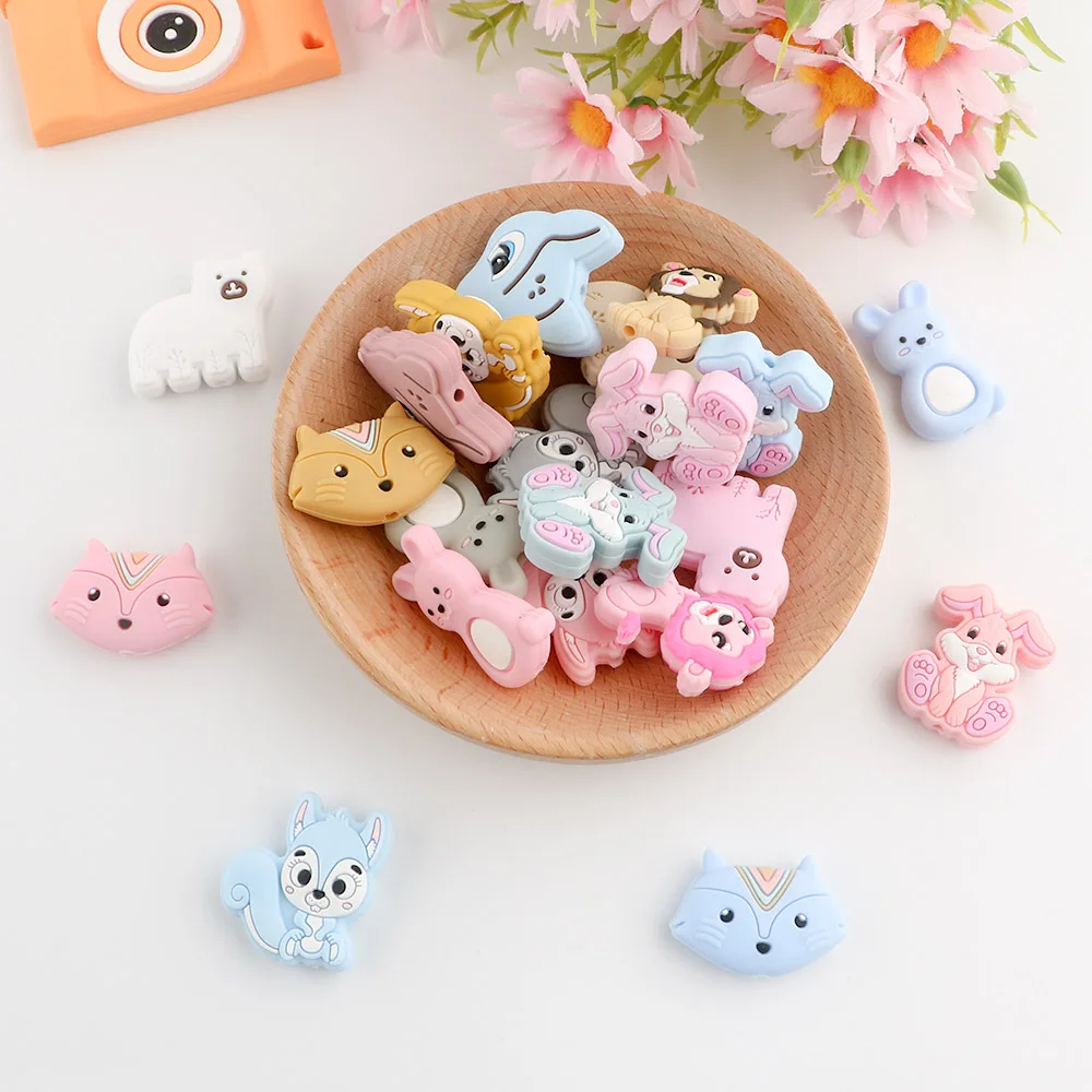 5/10 Pieces Brand New Cartoon Silicone Beads Food Grade DIY Pen/Necklace Jewelry Pacifier Chain Accessories
