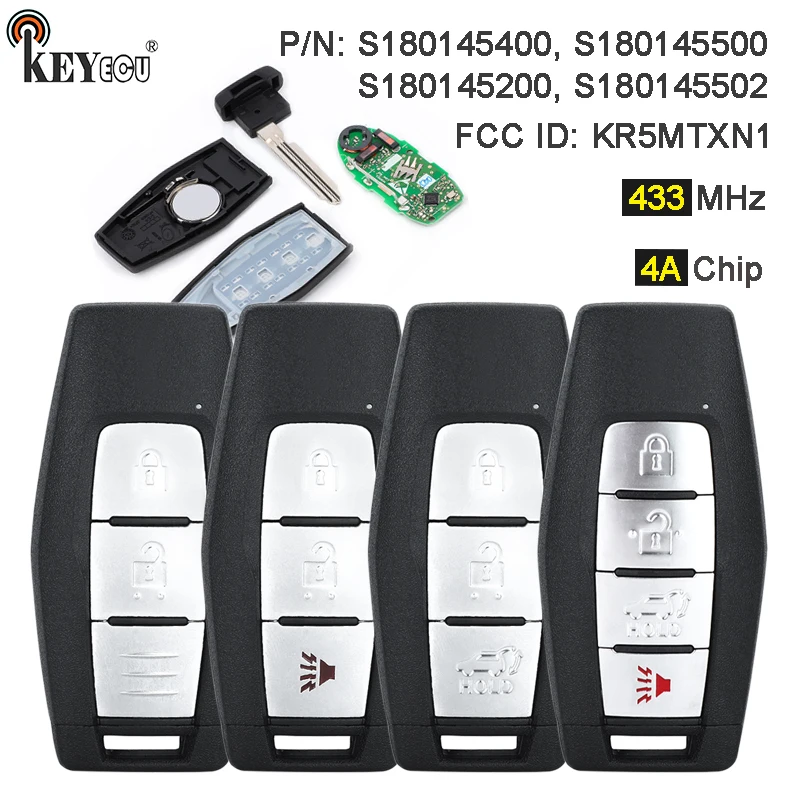Чип KEYECU 433 92 МГц 4А KR5MTXN1S 180145200 S 180145202 180145400 Умный дистанционный брелок для Mitsubishi