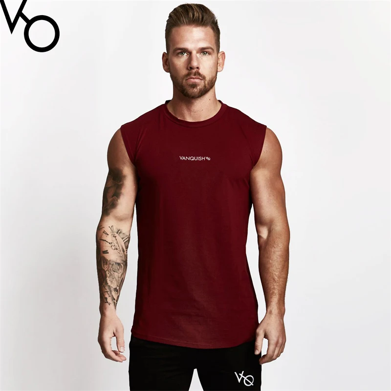 

Gym Sports Fitness Men's Tank Top Cotton Round Neck Sleeveless T-Shirt Fashion Men Clothing Sports Running Training Tank Top
