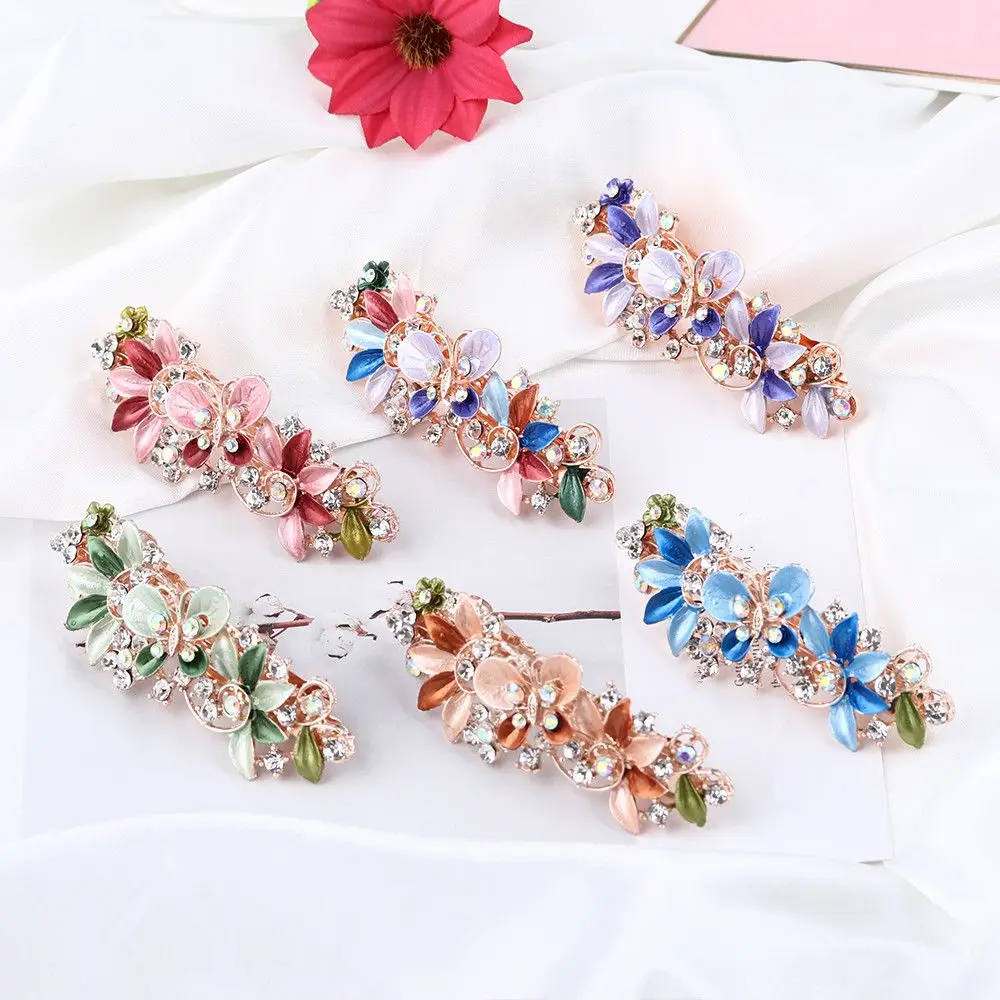 

Fashion Floral Women Headwear Accessories Crystal Hair Clip Flower Barrettes Resin Hairpin Hairgrip