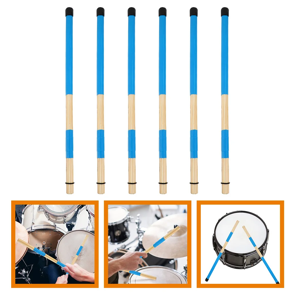 

3 Pairs Music Drumstick Drumset Instrument Accessories Brush Bamboo Percussion Musical Performance