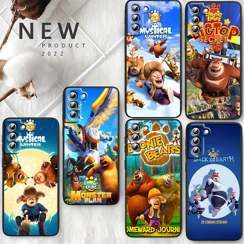 

Cartoon Boonie Bears Phone Case For Samsung S23 S22 S21 S20 S10 S8 Note 20 A9 A73 A71 A53 A33 Ultra Plus FE Black