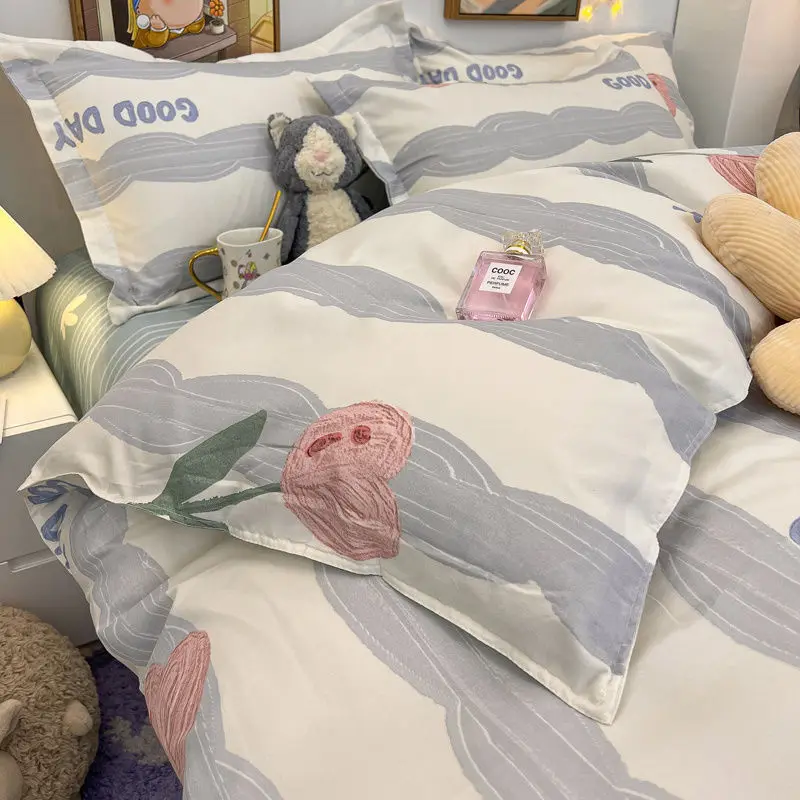 Постельное белье ins фэн-шуй из промытого хлопка четырех предметов маленькая