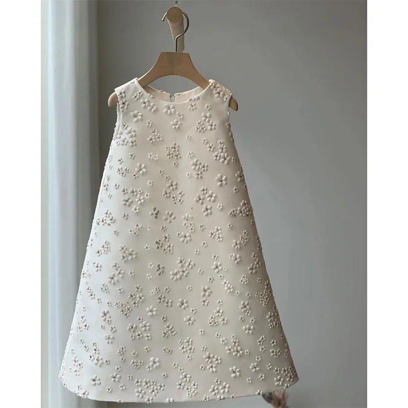 

2023 Flower Girl Dress Children Birthday Baptism Dresses For Kids Elegant White Frocks Girls Boutique Party Wear Clothes Vestido