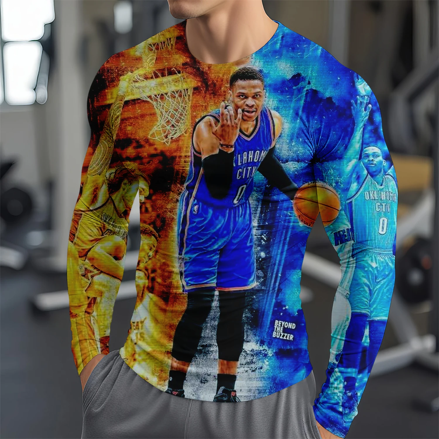 Футболка С Длинным Рукавом Russell Westbrook 3D Принтом Модная Спортивная Одежда Удобный