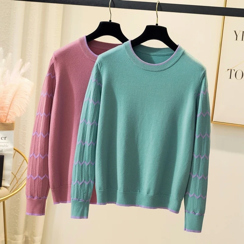 

4XL size women Spring autumn basic solid sweater pullover 2022 long sleeve o neck fashion Oversized sweaters jumper