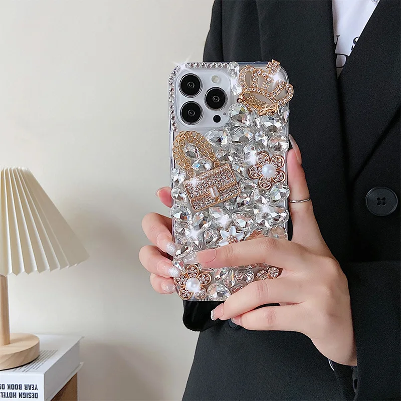 Чехол со стразами для iPhone 15 Pro Max 14 13 12 11 Xs XR 8 7 Plus SE 2020 2022 с бриллиантами телефона