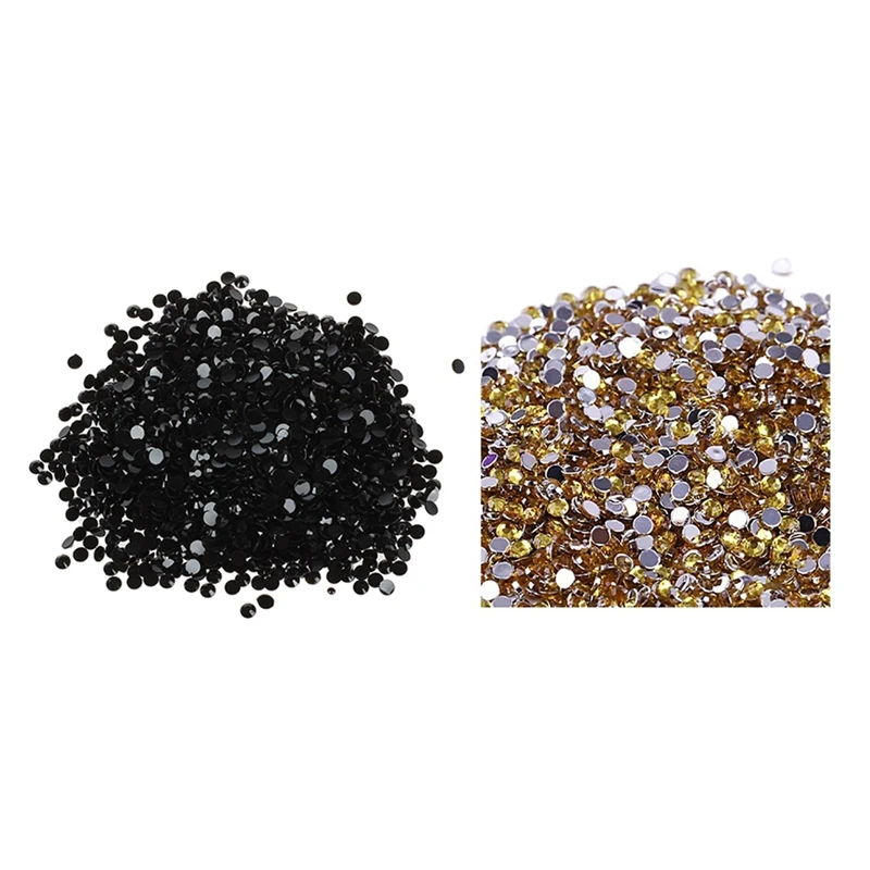 

4000Pcs Crystal Flatback Acrylic Rhinestones Beads Nail Art (Black & Lemon Yellow)