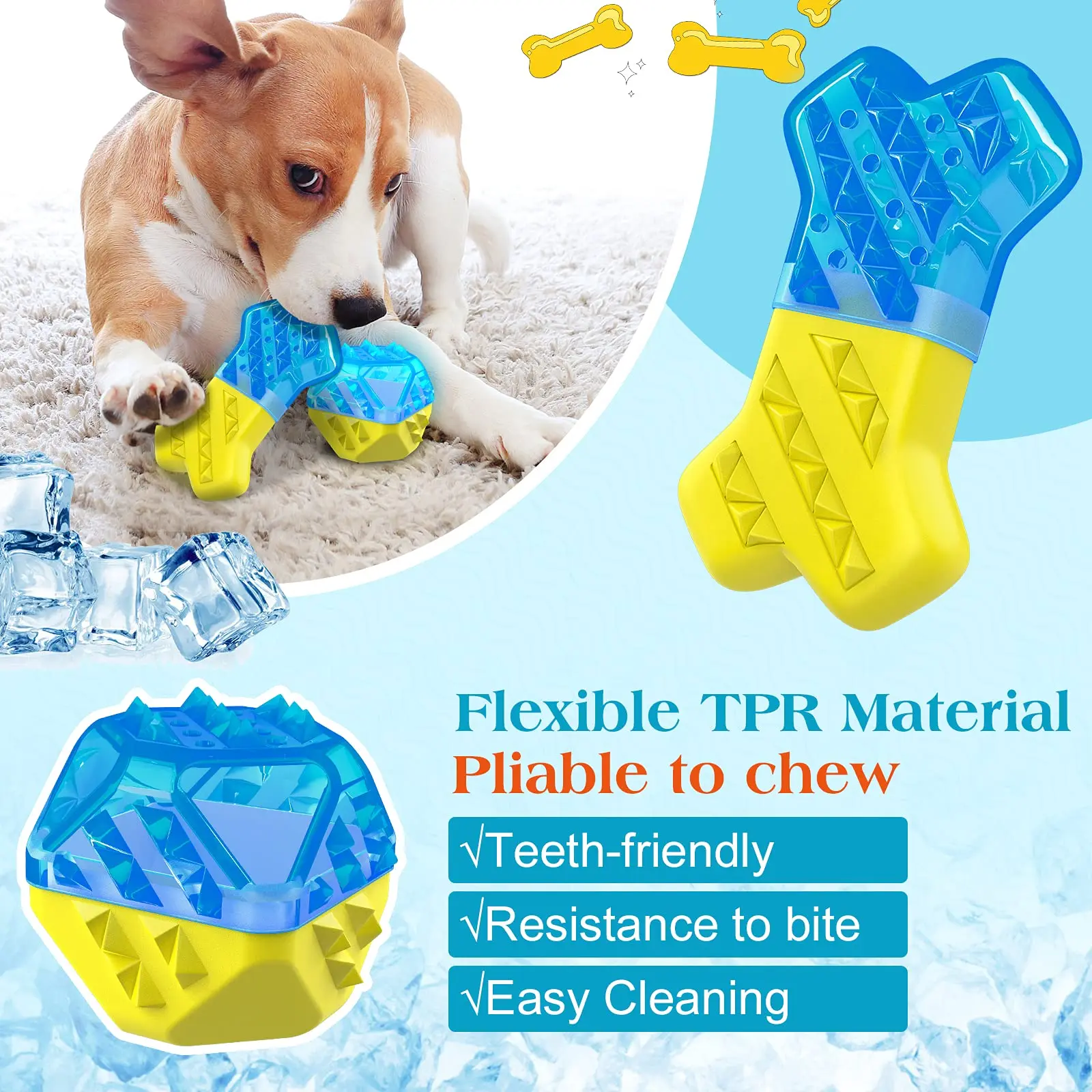 

Pet Cooling Chew Toys Dog Summer Freezable Teething Toy Interactive Bone Fish Ball Shape Training Tools For Small Medium Dogs