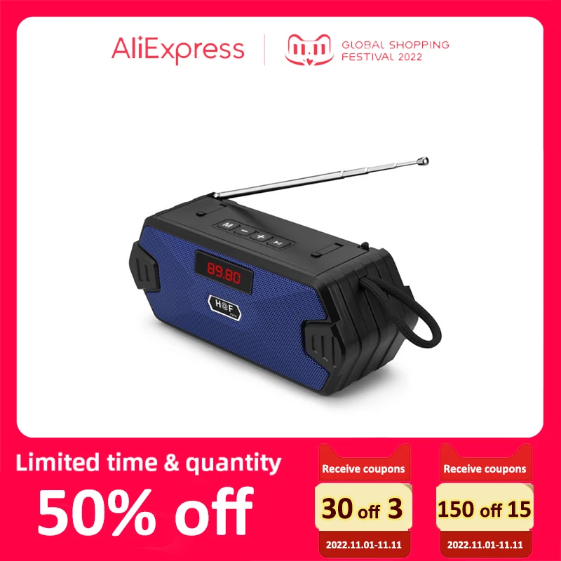 

Portable wireless Bluetooth speakers with FM radio AUX TF Outdoor bass column USB speakers Mobile phone stand Bluetooth audio