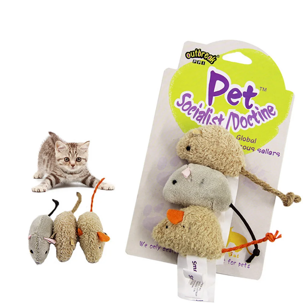 

New 3Pcs Plush Simulation Mouse Cat Toy Bite Resistance Plush Mouse Cat Scratch Interactive Mouse Toy Palying Toy For Cat Kitten