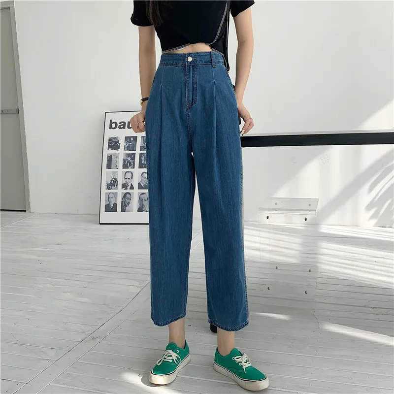 DD2337 новые модные Универсальные прямые свободные брюки с высокой талией и