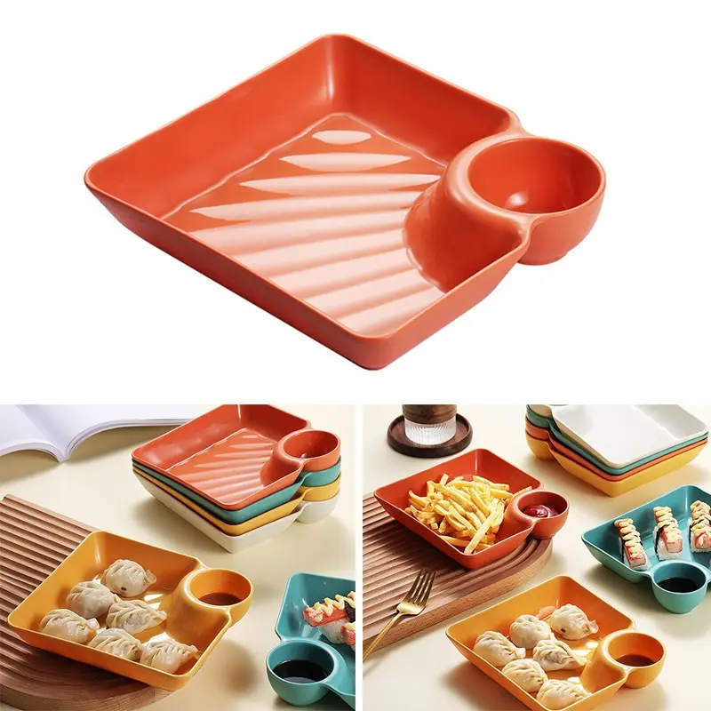 

1PC Square PP Snack Plate Dumpling Household Tray Vinegar Dish Meal Sushi Dumplings Dim Sum Noodles French Fries