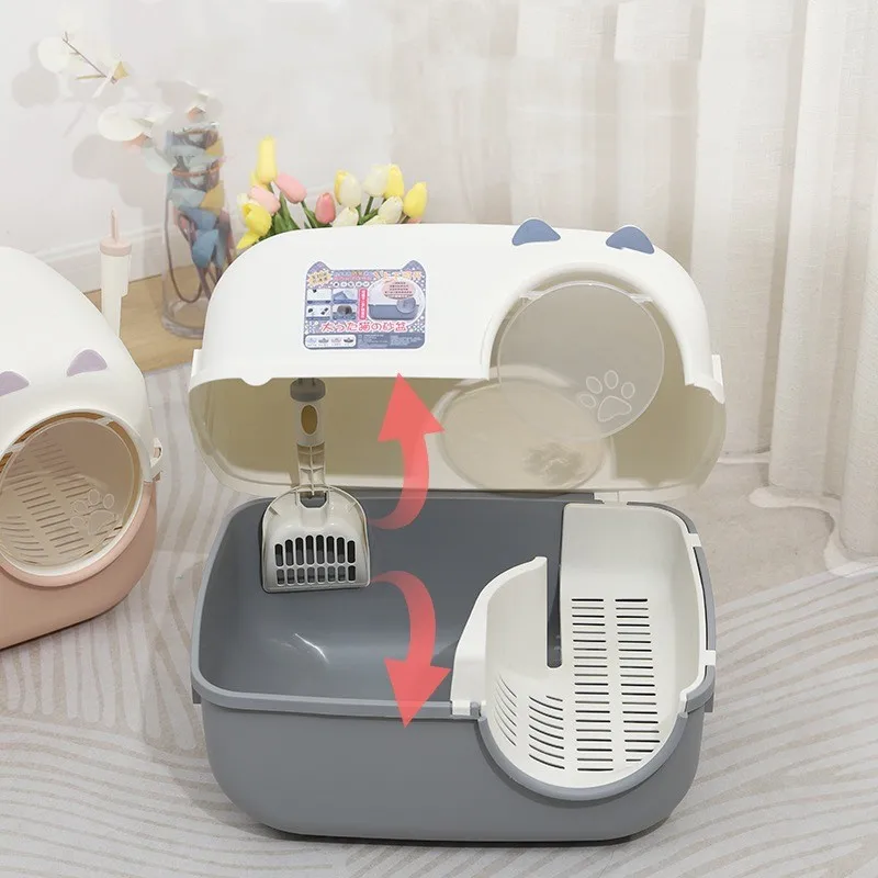 

PP Material Fully Enclosed Cat Litter Basin Long Channel Cat Toilet Leakage Prevention Large Corridor Cat Litter Basin