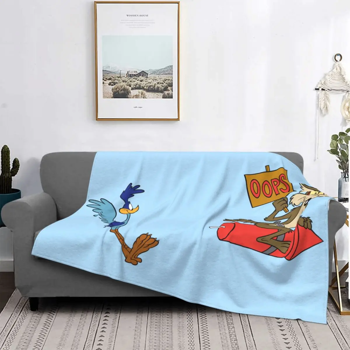 

Road Runner Wile E Coyote Cartoon Blankets Flannel Funny Soft Throw Blankets for Bed Sofa All Season