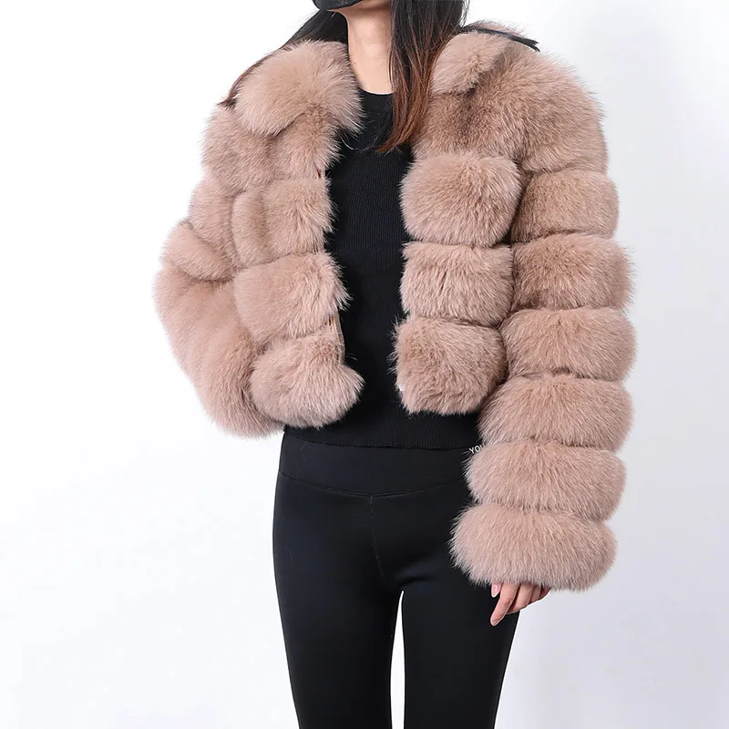 2022 Winter New Fashion Women Real Fox Fur Coat Female Black Elegant Fluffy Thick Warm 100% Fox Fur Jacket Outerwear super hot enlarge