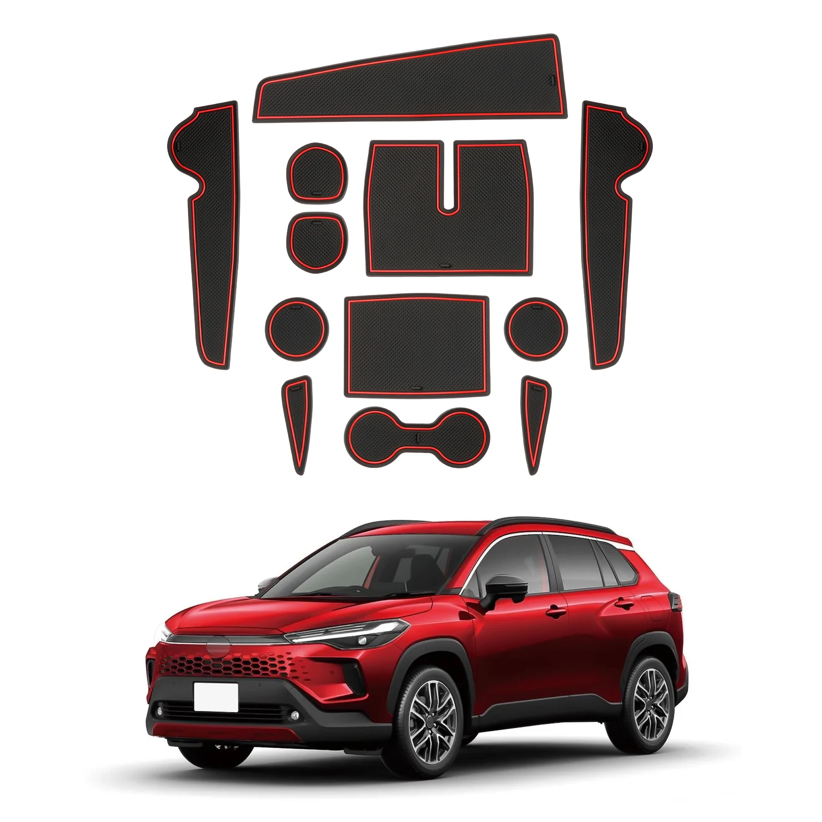 Фото Коврик для дверных ниш LFOTPP для Toyota Corolla Cross SUV 2026 (правый руль), противоскользящие накладки для дверных проемов, аксессуары для интерьера автомобиля Toyota Corolla №1