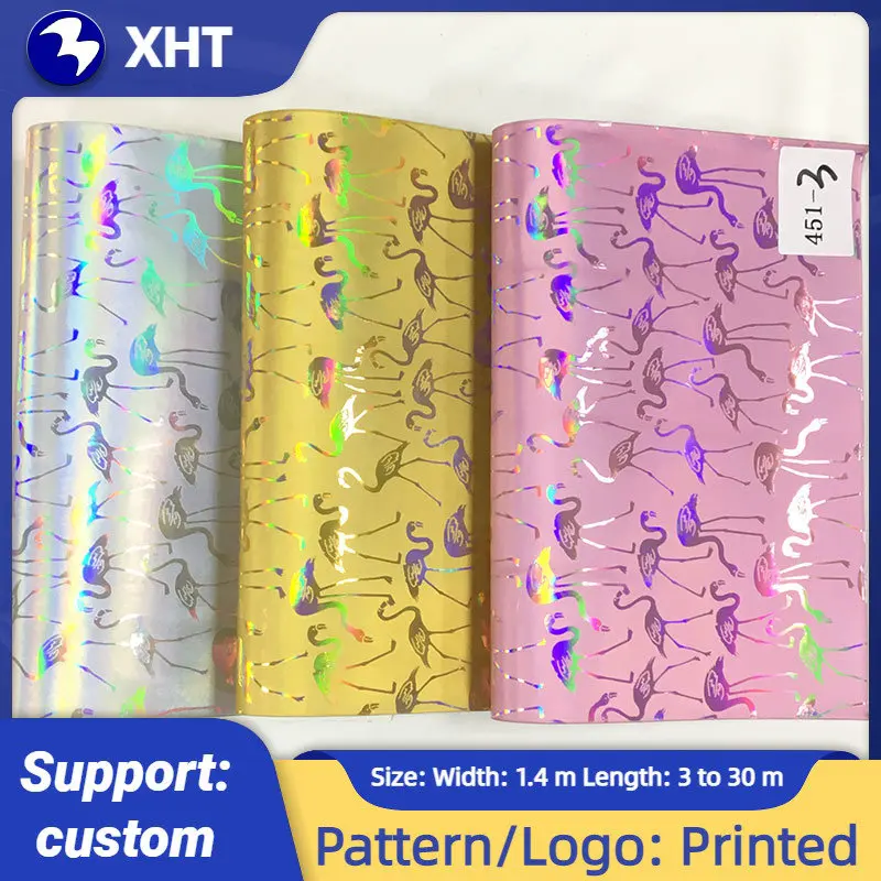 

30x135cm Flamingo Metallic Embossed PU Holographic Faux Leather Fabric Sheet for Making Shoe/Bag/Belt/DIY Accessories