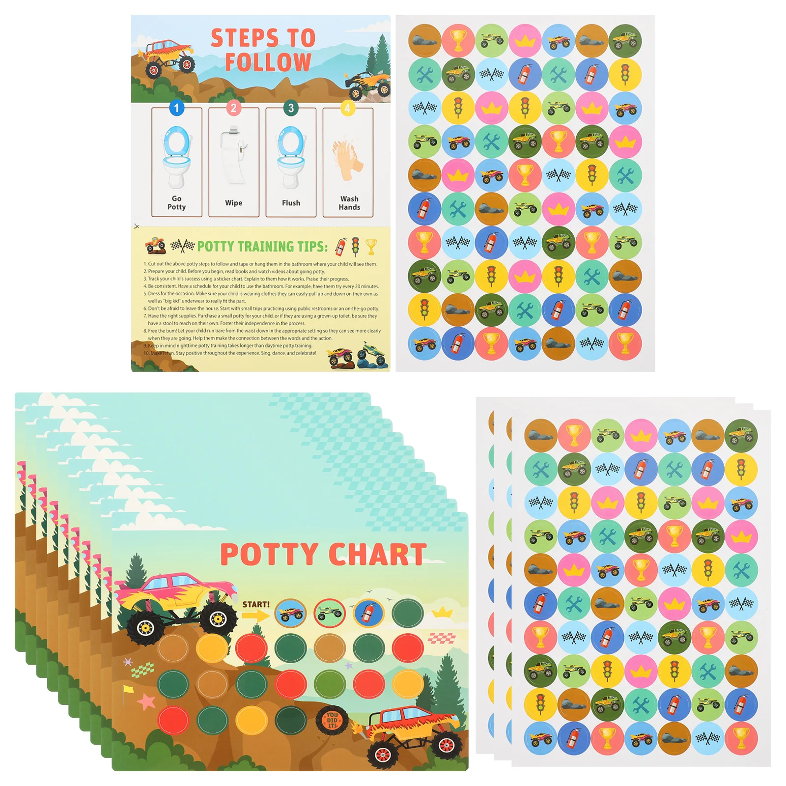 

Car Stickers Potty Training Chart Toddlers Boys Kids Decals Paper Rewards Essentials Child