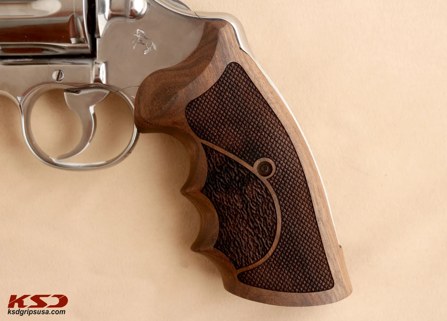 

Ksd Colt Python / Officer Model Compatible Walnut Grip for Replacement, (with Half Pattern)