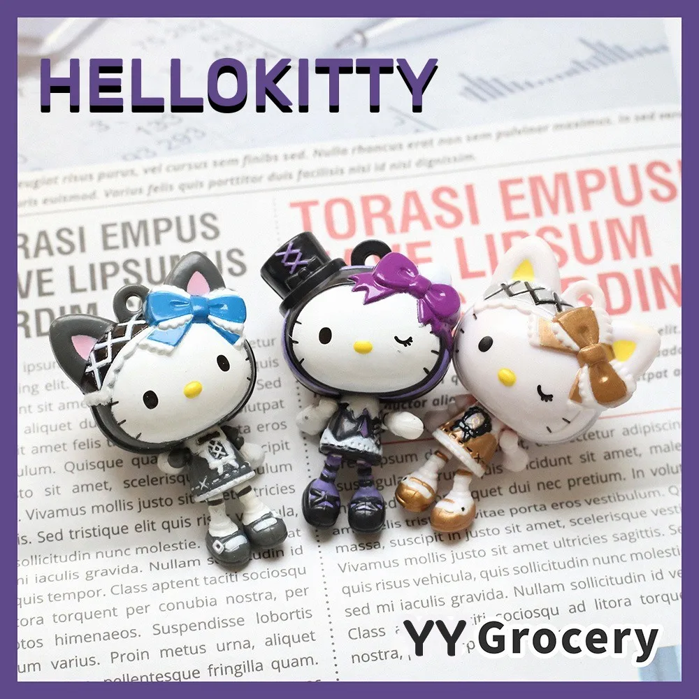 

Hellokitty Anime Figure Keychain Cartoon Sretro Grotesque Model Kawaii Toy Desk Car Decor Cute Girl Doll Ornament Y2K Pendants