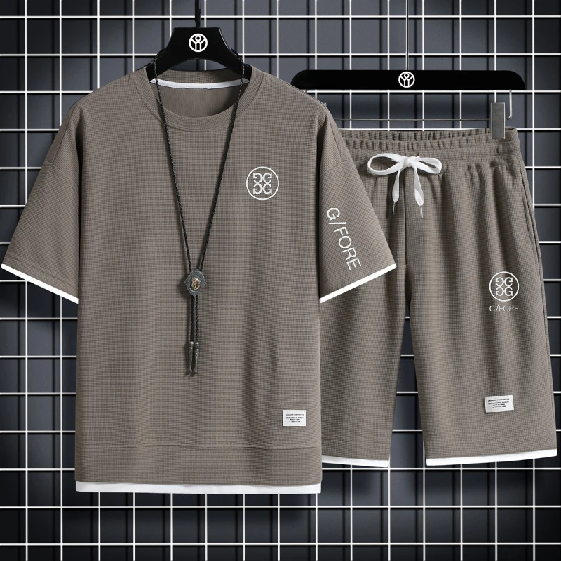 Golf Set Fashion, Driving Short T-shirt+Sports Shorts Comfortable Men's Running Set