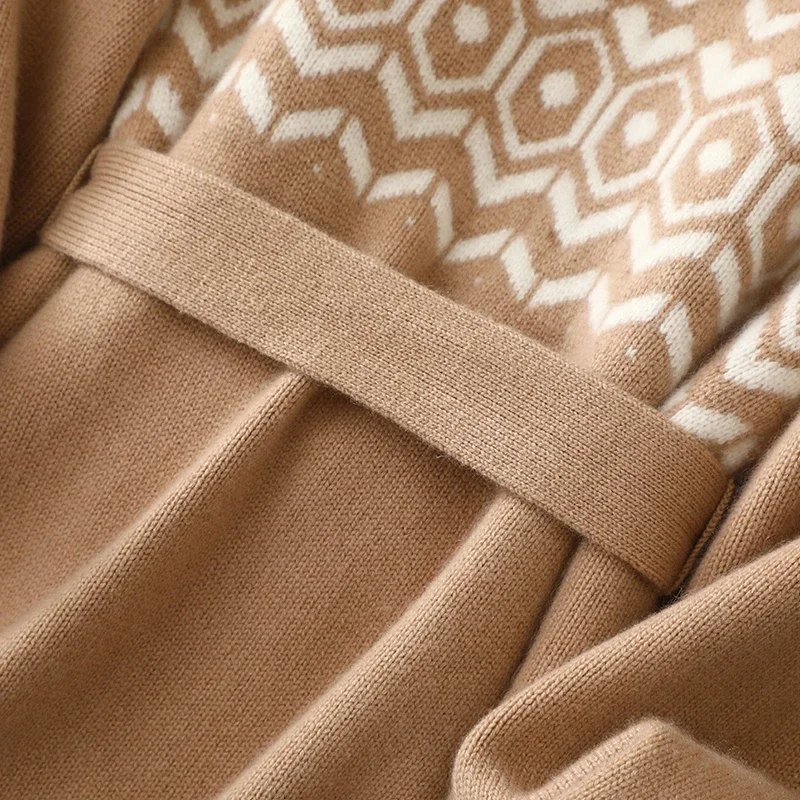 Европейский зимний модный толстый вязаный роскошный кардиган из 100% кашемира с