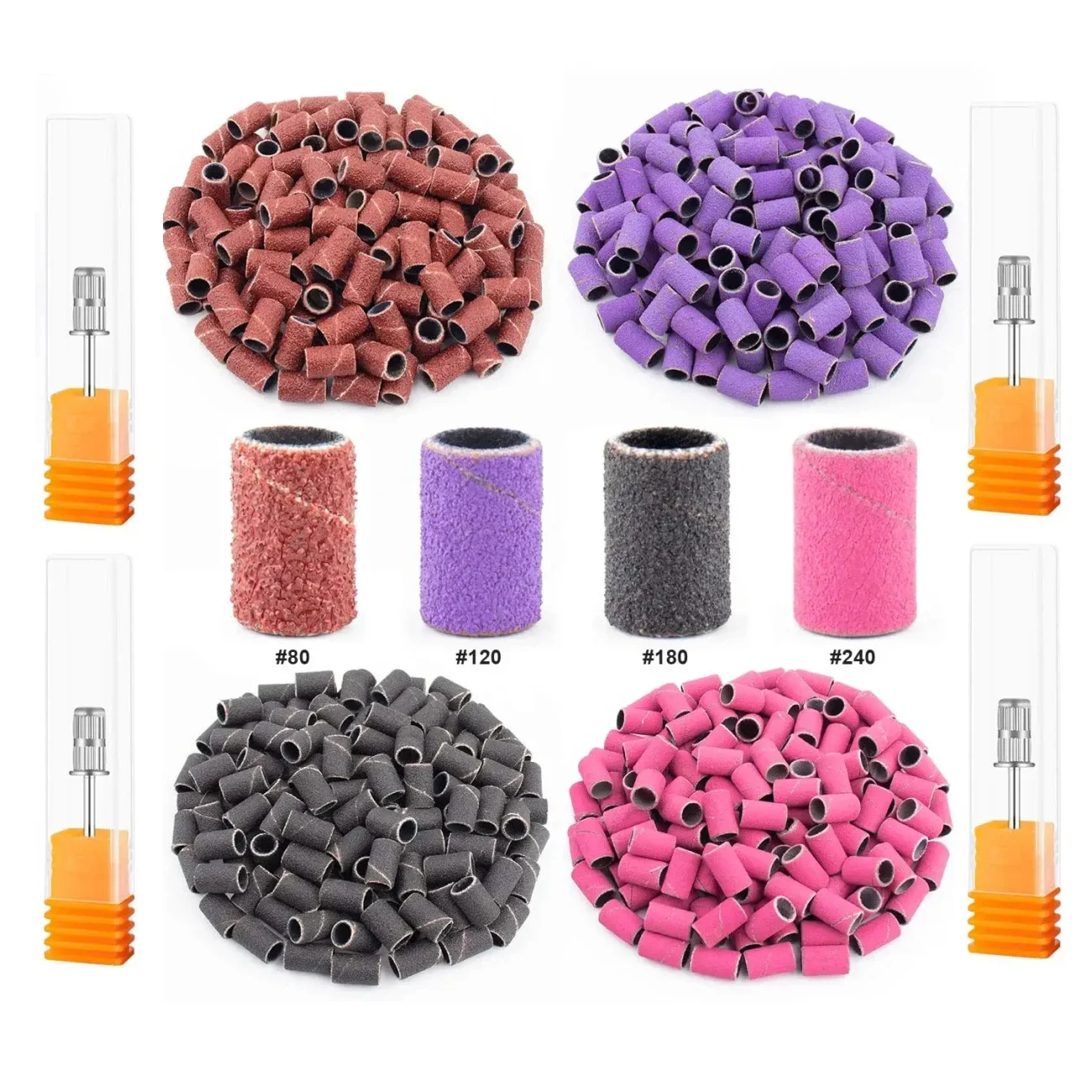 

Шлифовальные ленты для маникюрного сверла 3/32 дюйма, насадки для дрели для ногтей, 50 шт., шлифовальные ленты грубой тонкости #80 #150 #240 с насадкой 3/32 дюйма