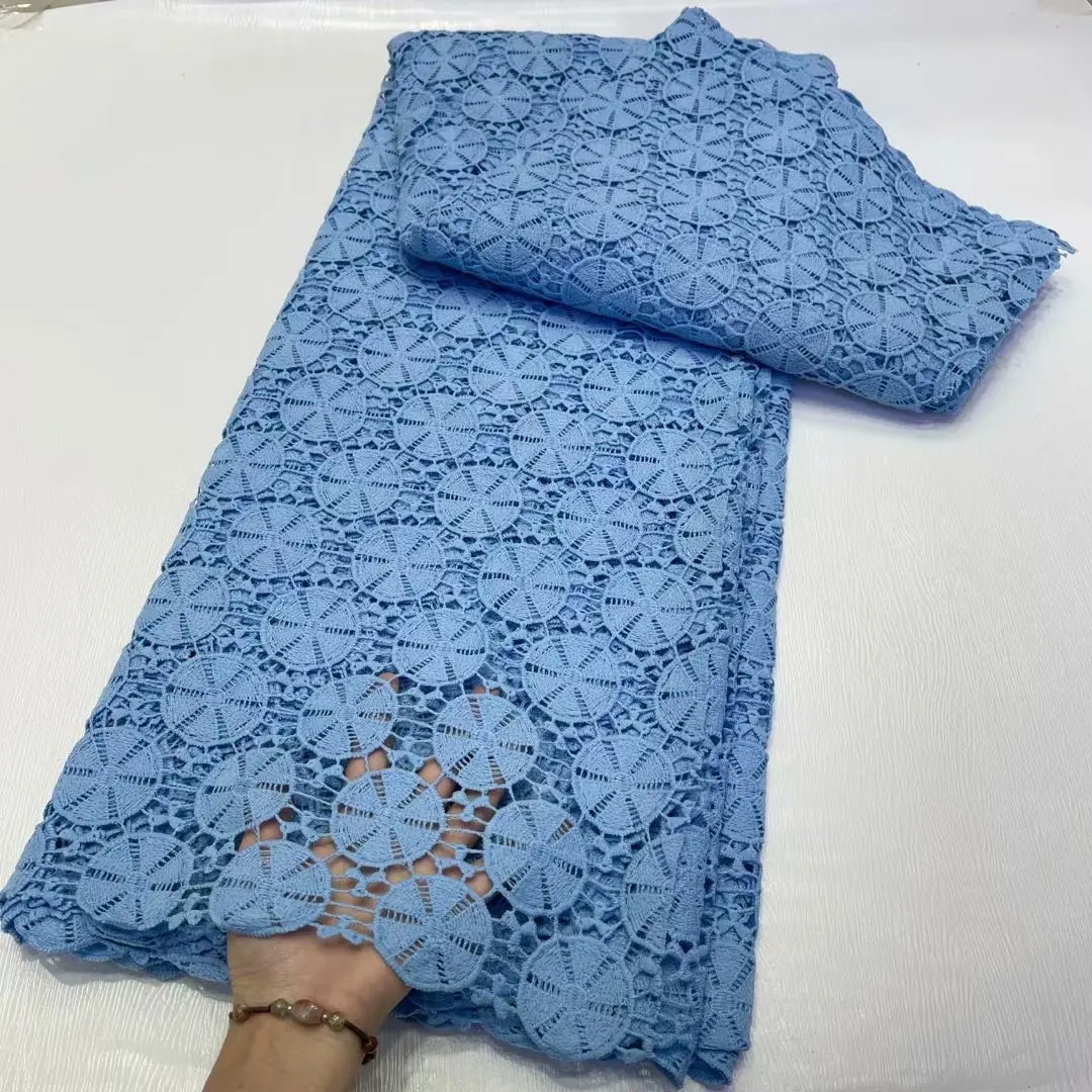 

African Fabrics Embroidery Guipure Lace Material 2022 Cord Laces for Nigerian Party 2022 5 Yards EJYG07