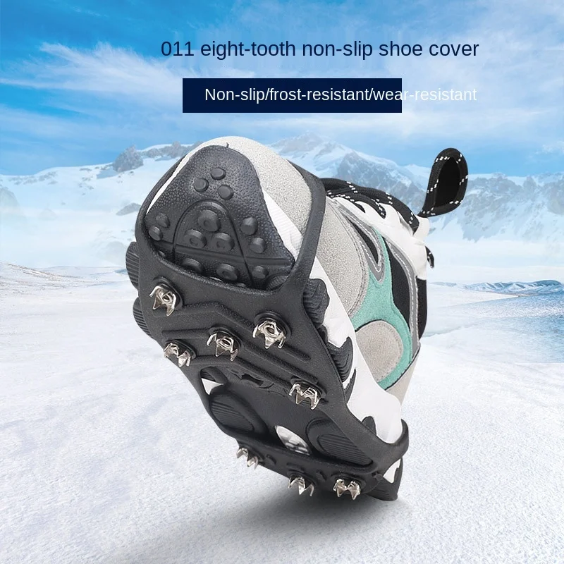 1 Pair  M L 8 Studs Anti-Skid Snow Ice Climbing Shoe Spikes Ice Grips Cleats Crampons Winter Climbing Anti Slip Shoes Cover