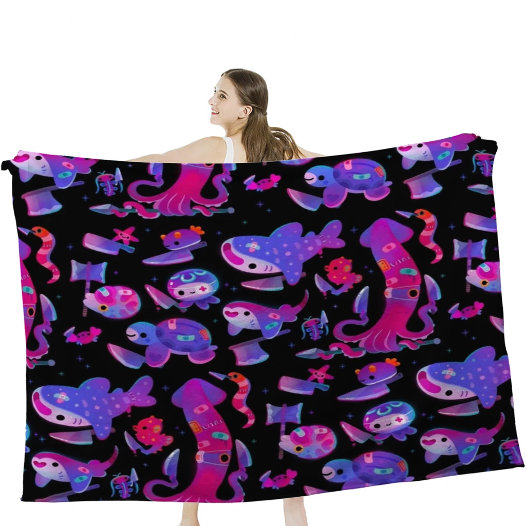 

Мягкое бархатное одеяло Stabby marine life, постельное белье для кемпинга, холодного кинотеатра или путешествий