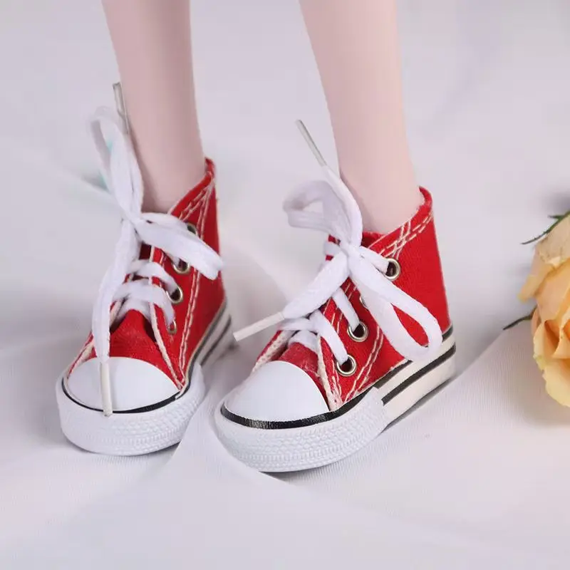 Фото 1 пара парусиновых туфель 7,5 см для куклы 1/3 BJD, аксессуары для кукол 60 см, мини-повседневные кроссовки, обувь с вышивкой для девочек, платье своими руками №5
